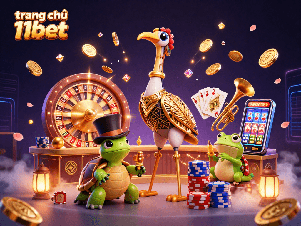 Win big with game elements featuring trang chủ 11bet in a lively 3D casino scene.