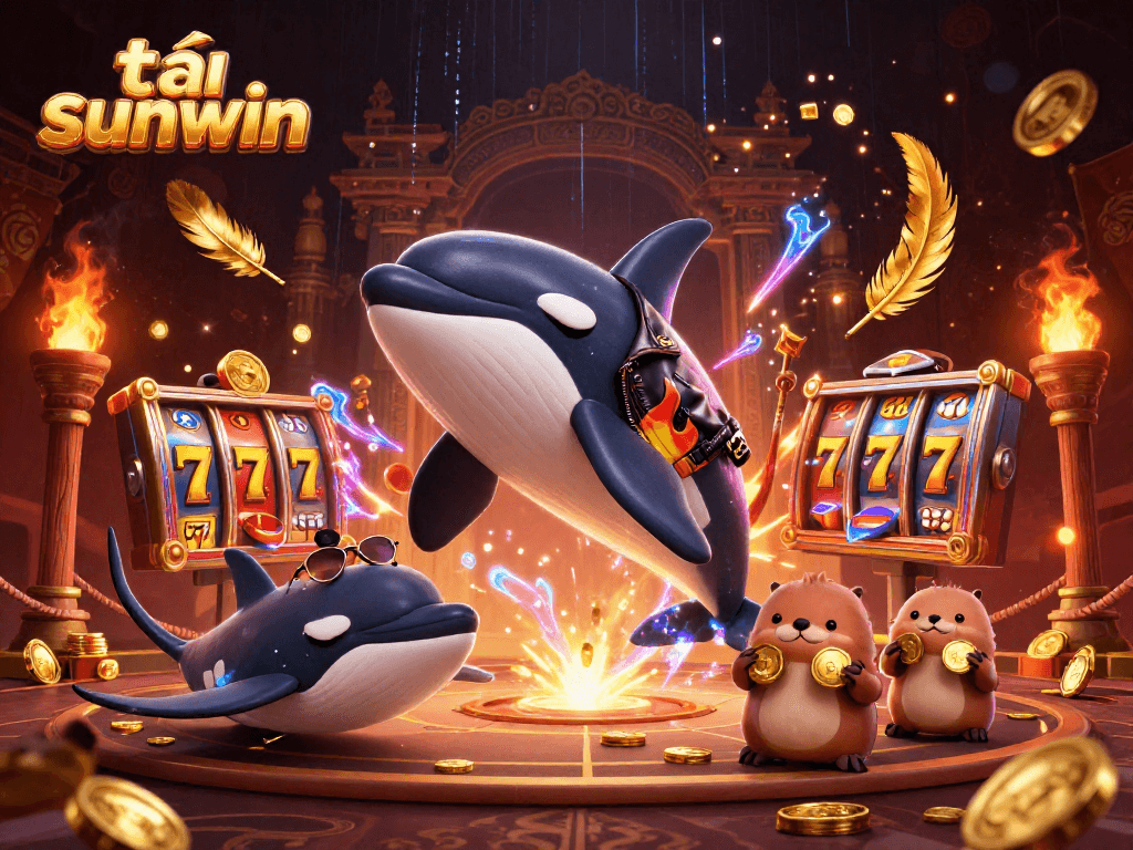 Engage in thrilling casino adventures with tải sunwin, featuring an orca whale and playful sea creatures.