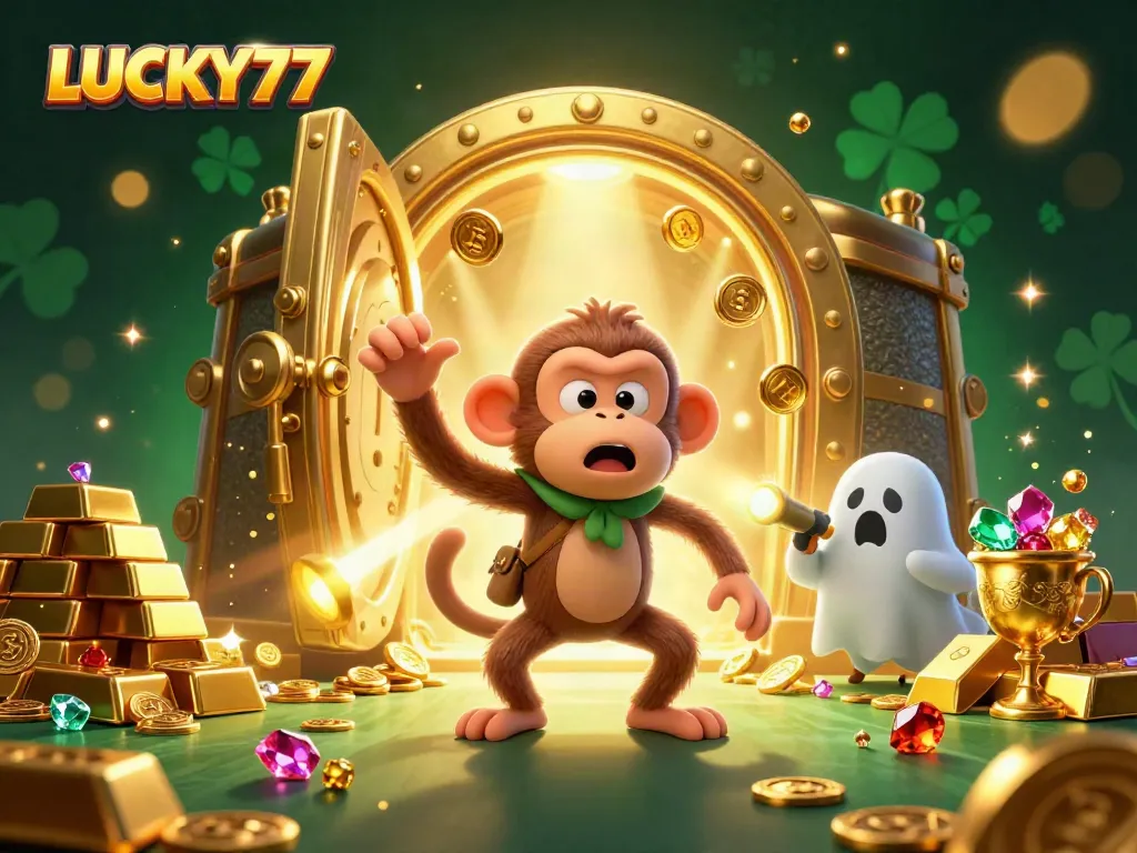 Experience thrilling casino adventures with LUCKY77's playful poltergeist and golden treasures.