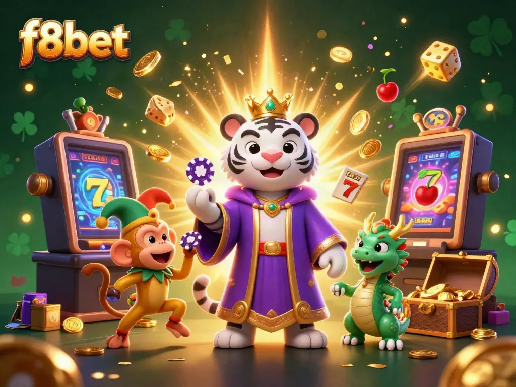Experience the thrilling jackpot excitement at F8BET with vibrant characters and rich casino game elements.