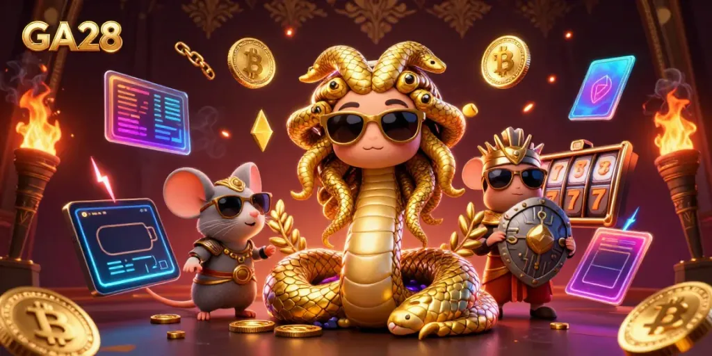 Play slots with GA28’s dynamic characters, showcasing vibrant 3D illustrations.