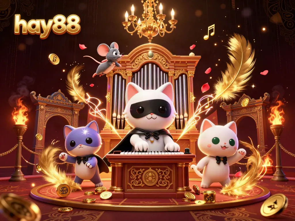 Experience the thrilling atmosphere of hay88 with a captivating 3D casino illustration featuring a phantom cat and mouse.