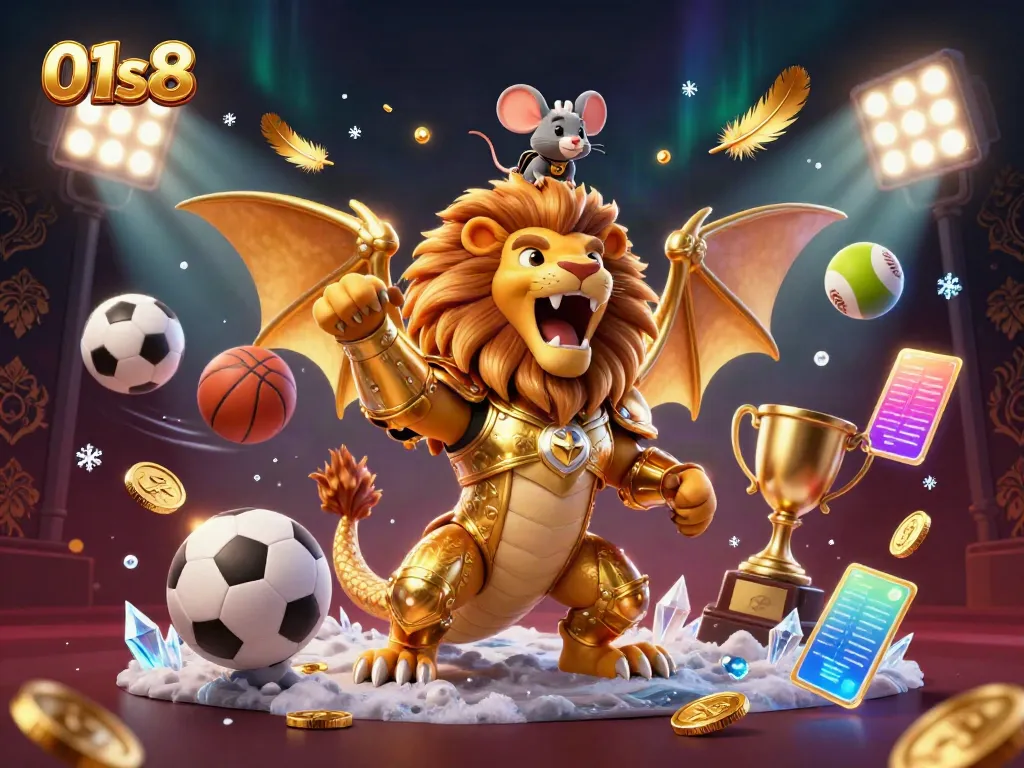 Experience thrilling bets at 01s8 with a dynamic scene featuring unique casino elements and characters.
