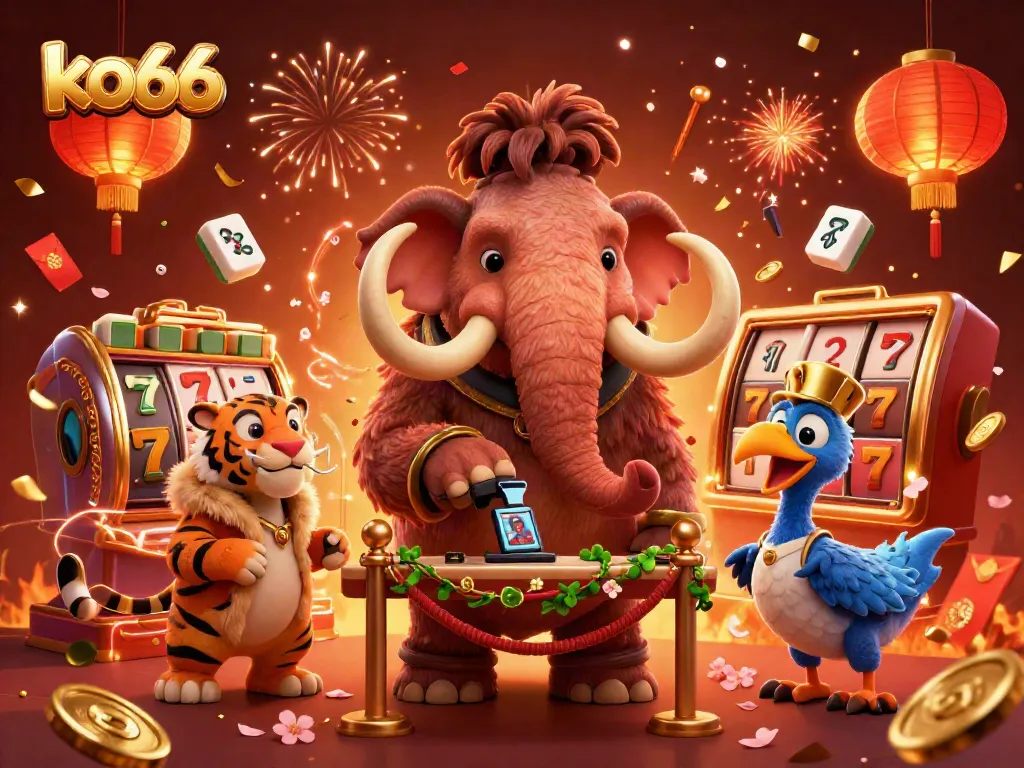 Experience excitement at ko66, where a woolly mammoth bouncer oversees a lively casino scene.