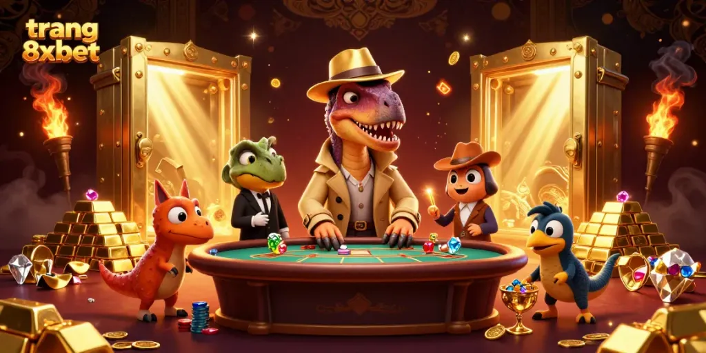 Experience excitement at trang 8xbet with a lively scene of card counting and treasure.