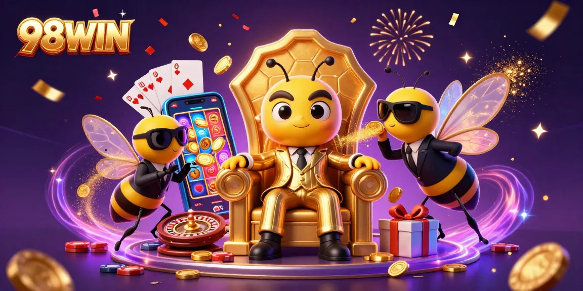 Engage with 98WIN's vibrant bumblebee casino scene featuring dynamic slot game elements.