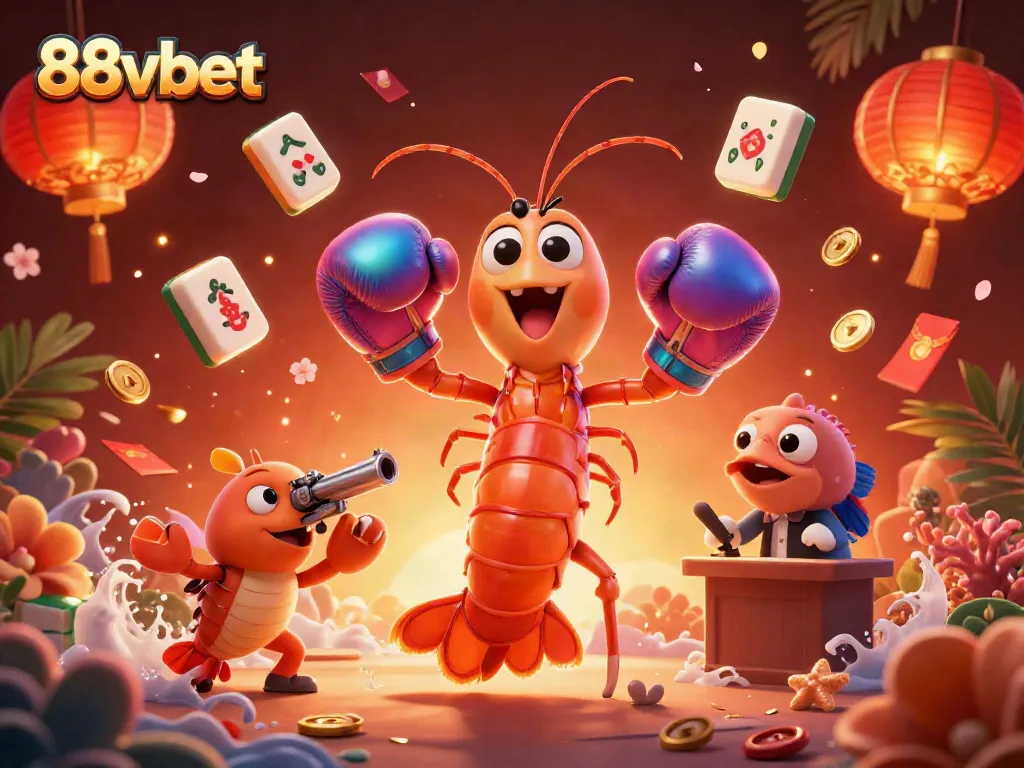 Delve into 88vbet with a lively illustration featuring unique sea life characters amidst casino elements.
