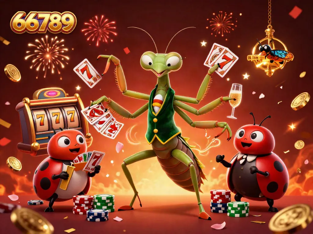 Experience thrilling gameplay at 66789 with giant card sharp and ladybug pit boss in a vibrant casino scene.