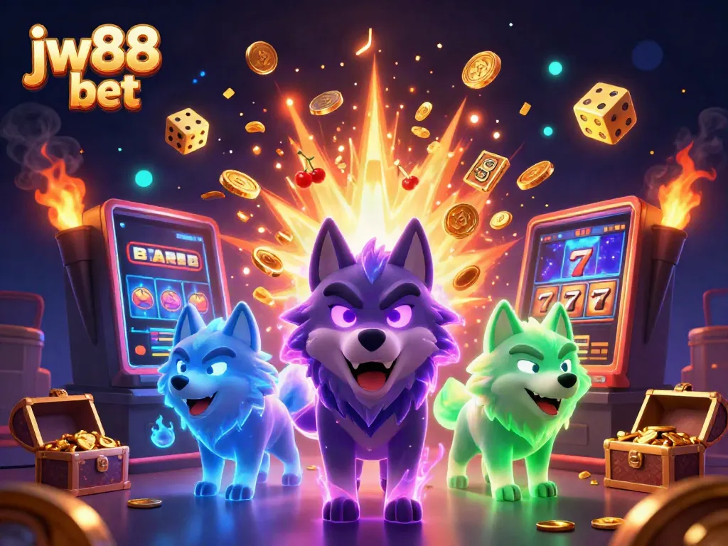 Experience the excitement of jw88 bet with a captivating casino scene featuring magical elements and energetic wolves.