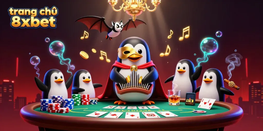 Enjoy thrilling gameplay on trang chủ 8xbet featuring a vibrant casino scene with animated characters and rich game elements.