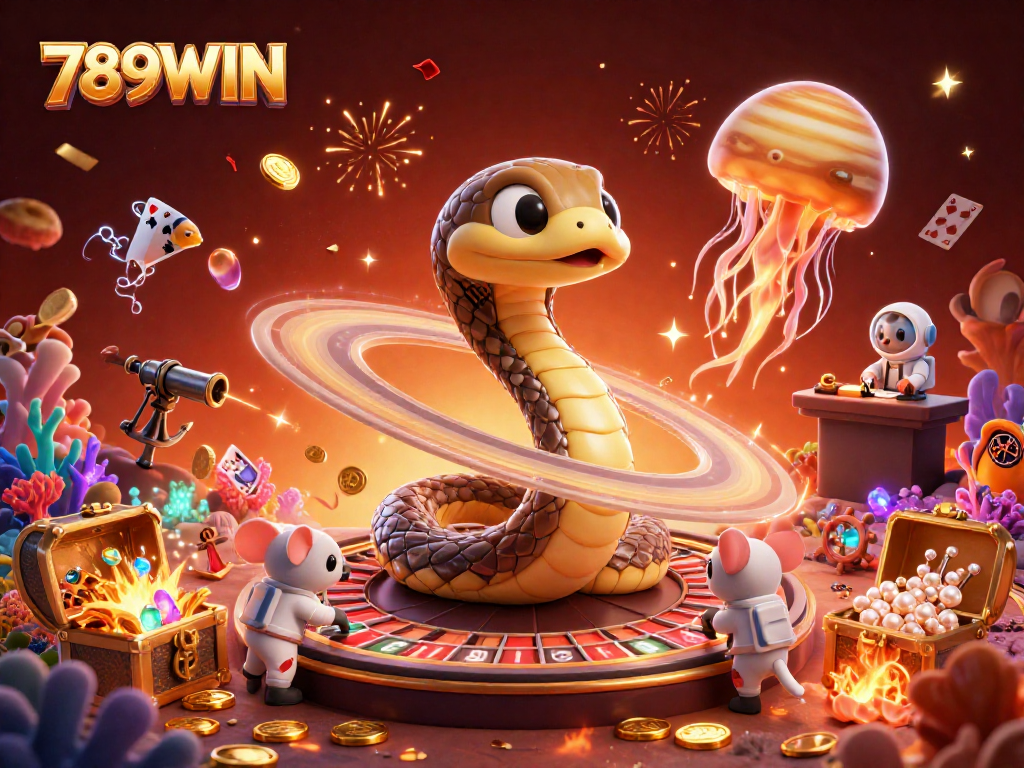 Spin the roulette with 789WIN as astronaut mice place bets on Saturn's rings in a cosmic casino.